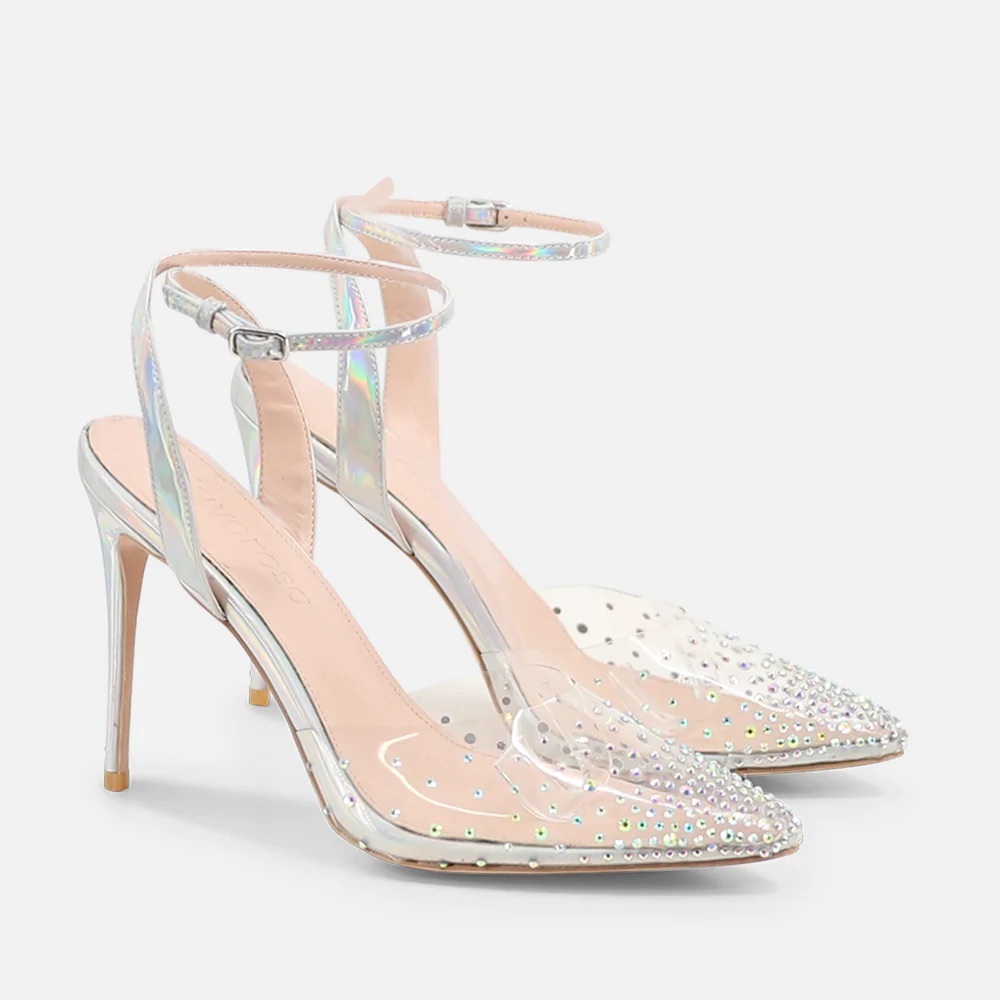 Women’s Spikaqueen Crystal Embellished Stiletto High Heel Pumps in Iridescent
